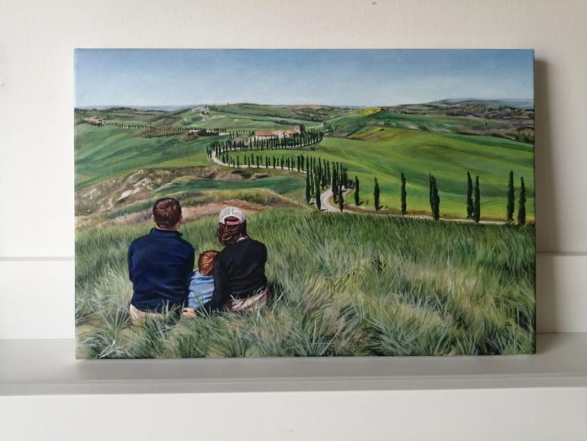 family and landscape painting from photo by a portrait artist in kildare ireland