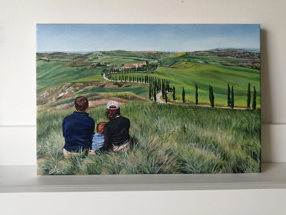 family and landscape painting from photo by a portrait artist in kildare ireland