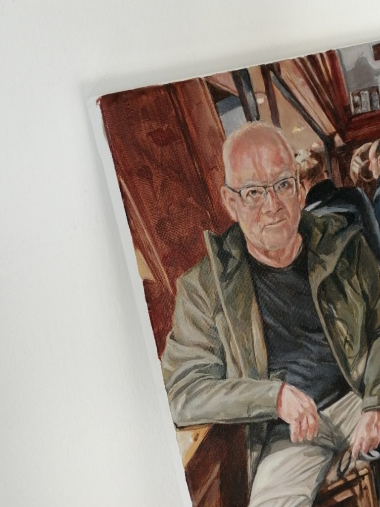 portrait of a man on canvas, detail