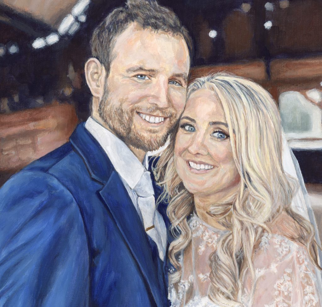 commissioned wedding portrait painting from a photo