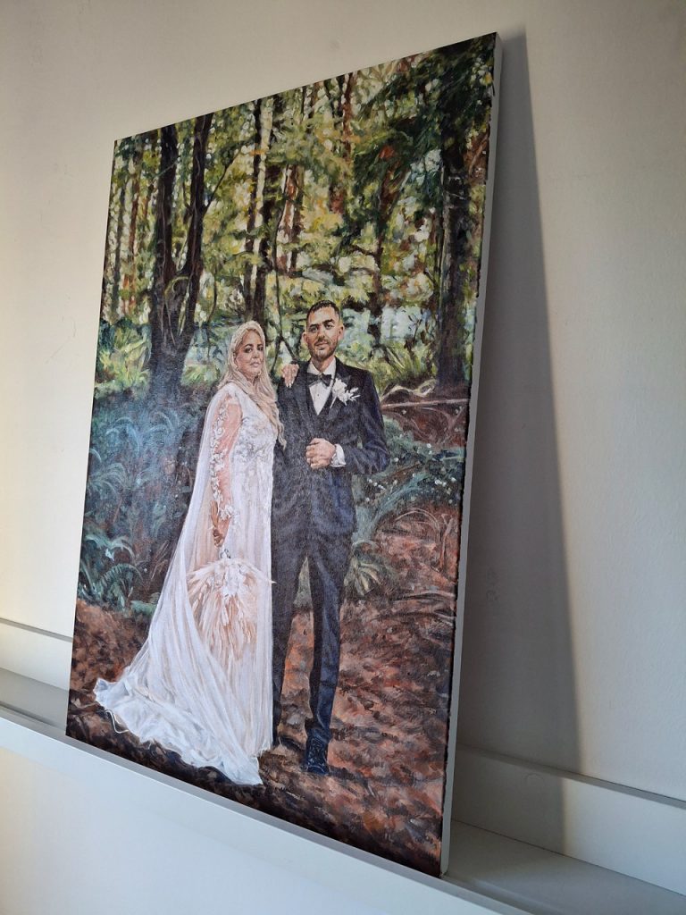 wedding portrait painting on canvas