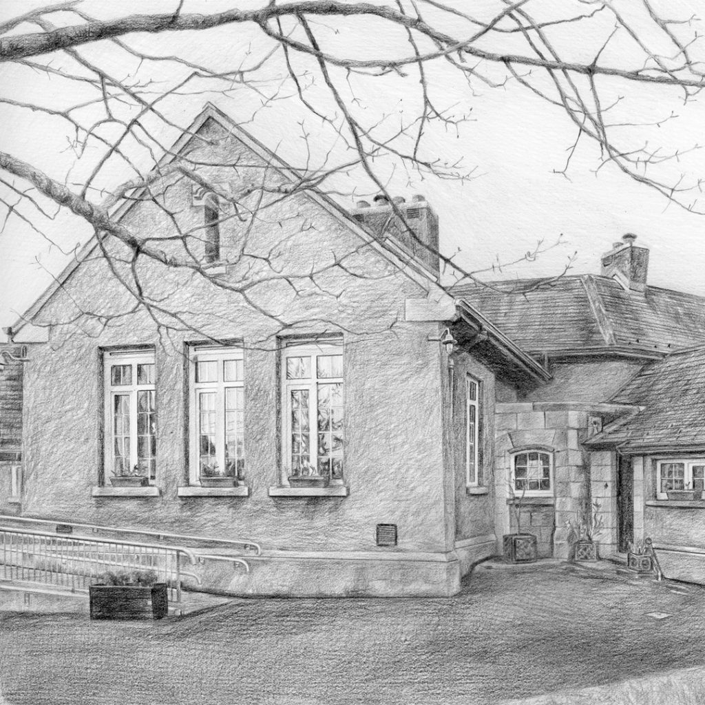 detail of a saint brigids boys national school building drawing on paper