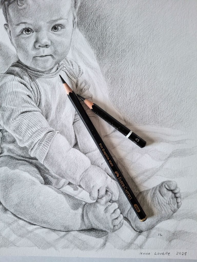 graphite pencils used for a pencil portrait drawing