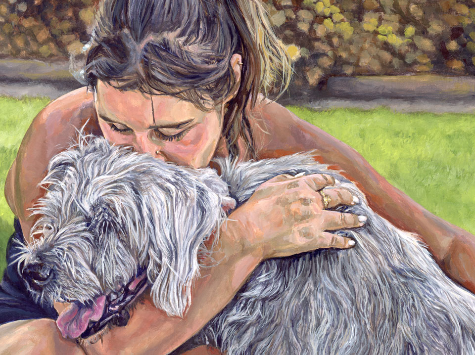 close up view of acrylic painting on canvas
