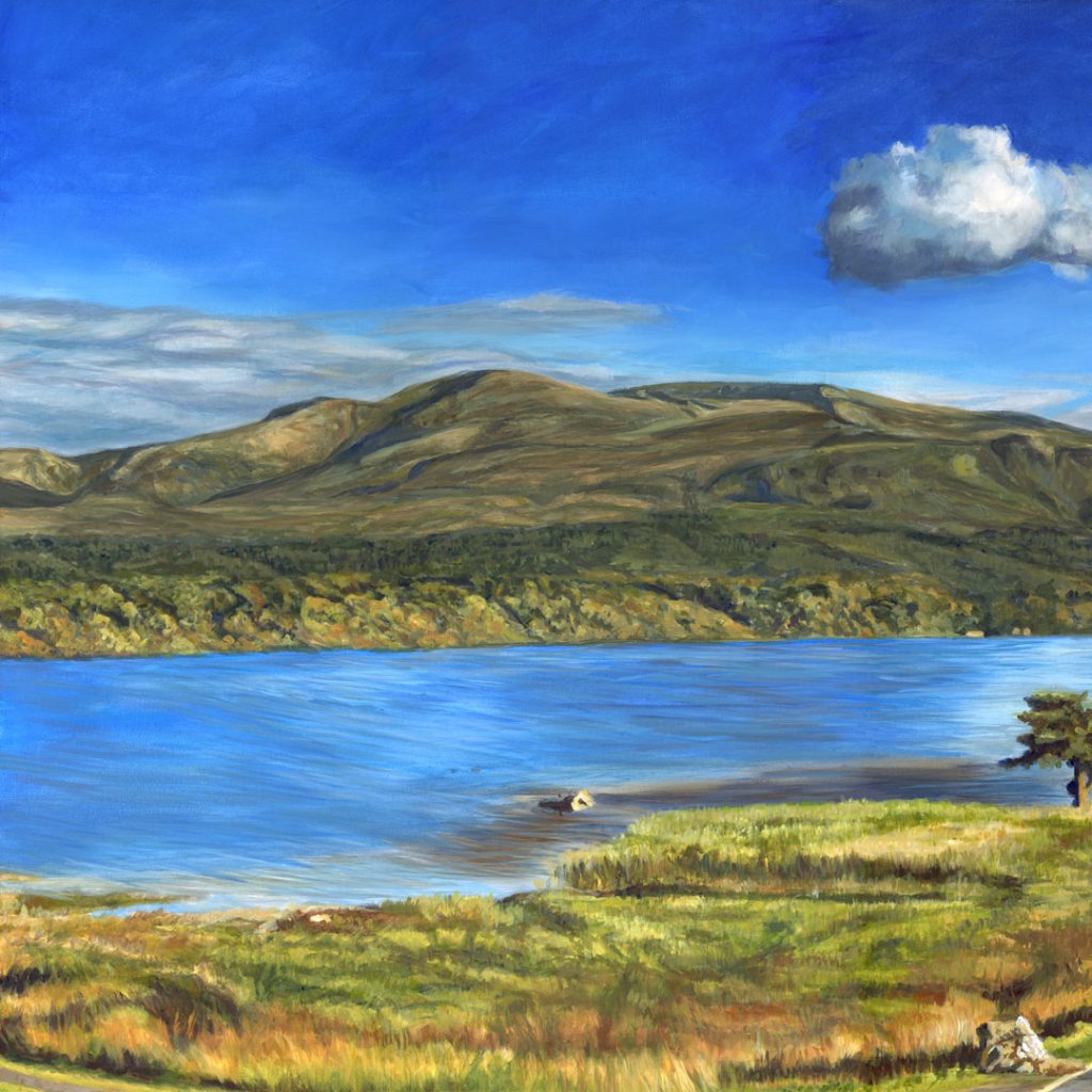 detail of a painting of killarney lakes