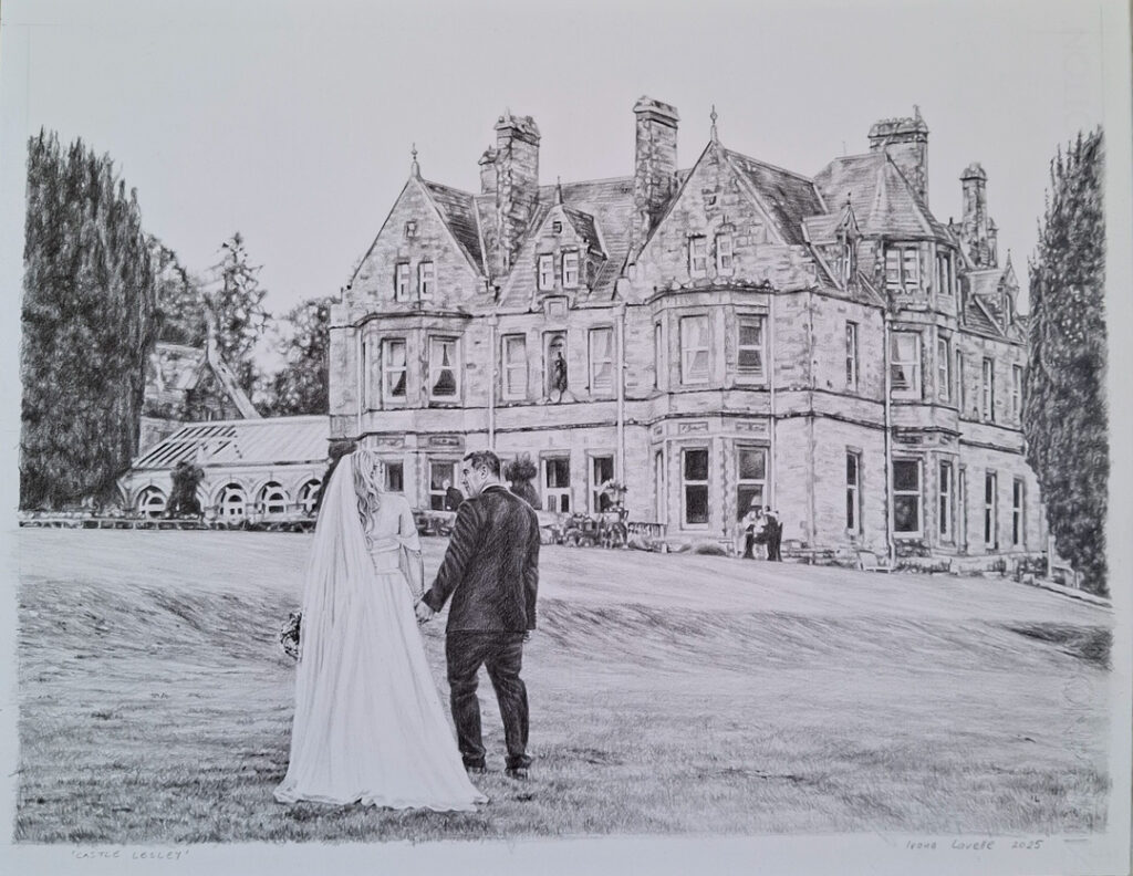 wedding pencil sketch on paper