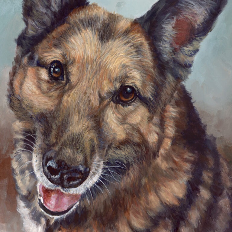 acrylic painting of a husky dog's head