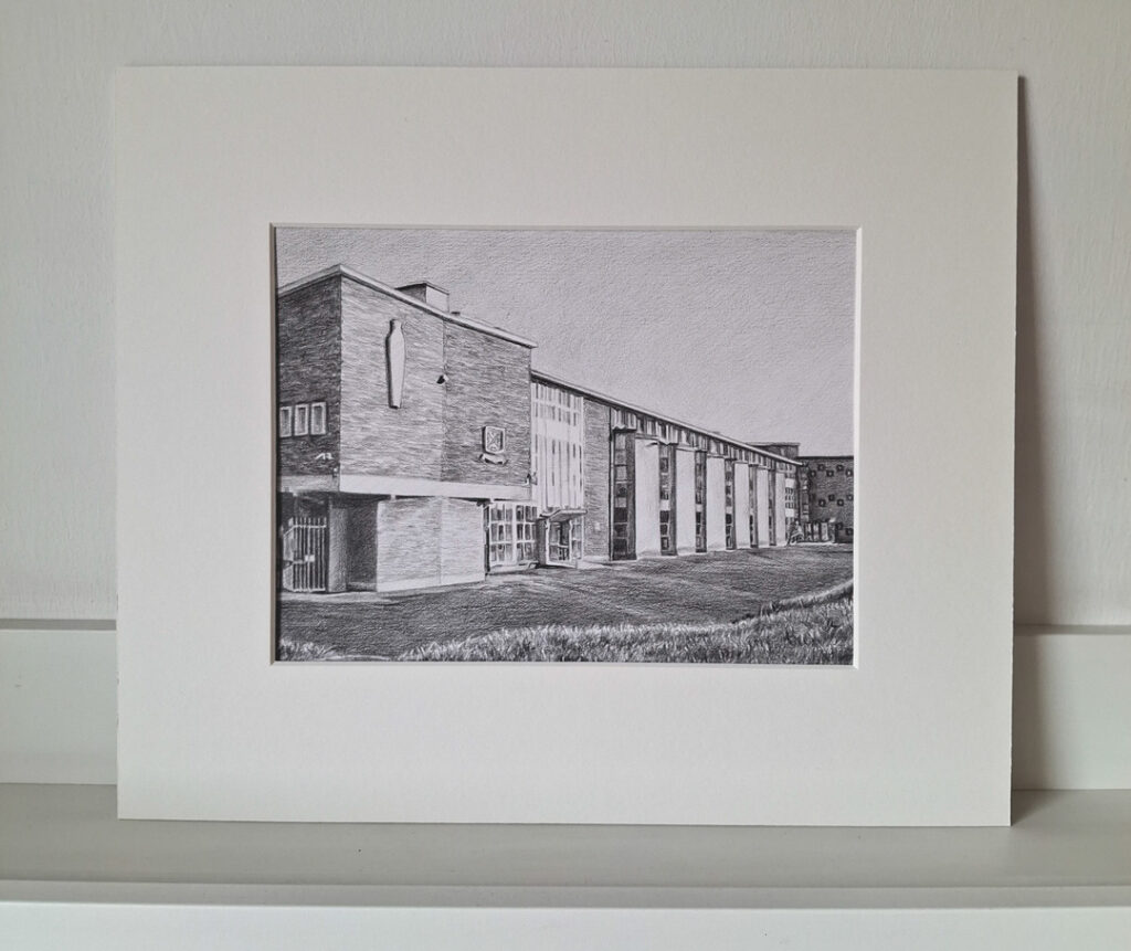 commissioned school building portrait from photo