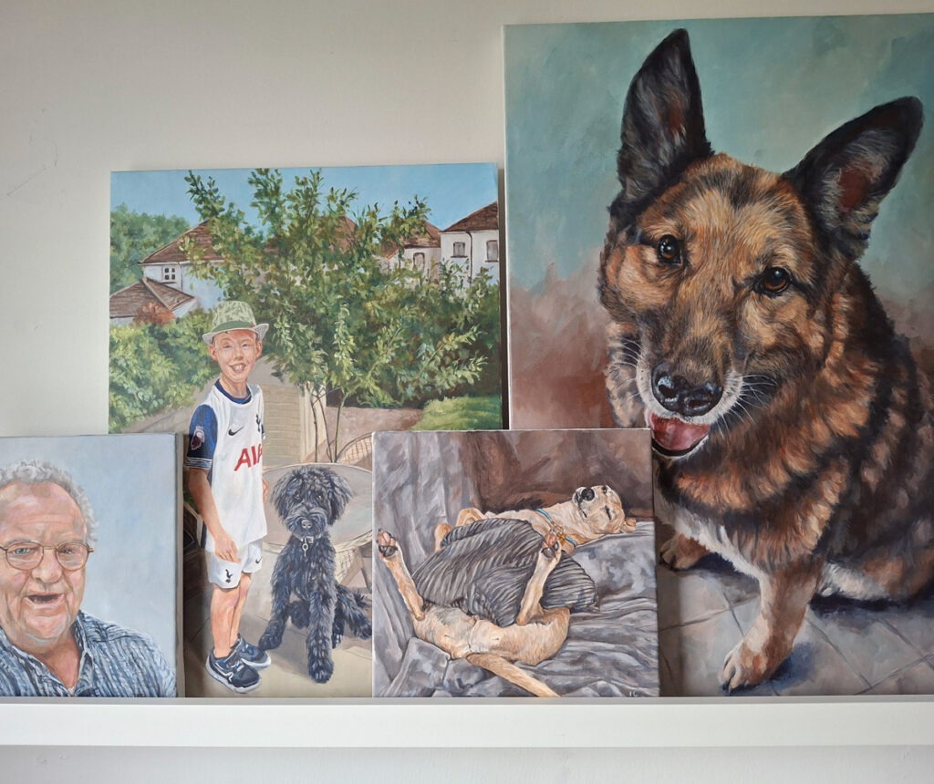 commissioned artwork on canvas in acrylics from photos