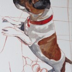jack russell portrait painting - colour blocking