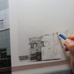 drawing progress of six trucks