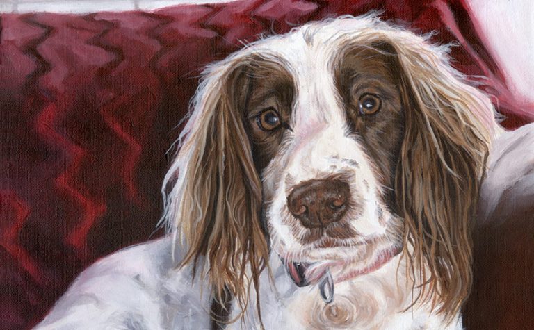 gun dog painting detail