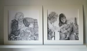 mounted portrait drawings