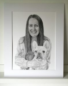 mounted pencil sketch