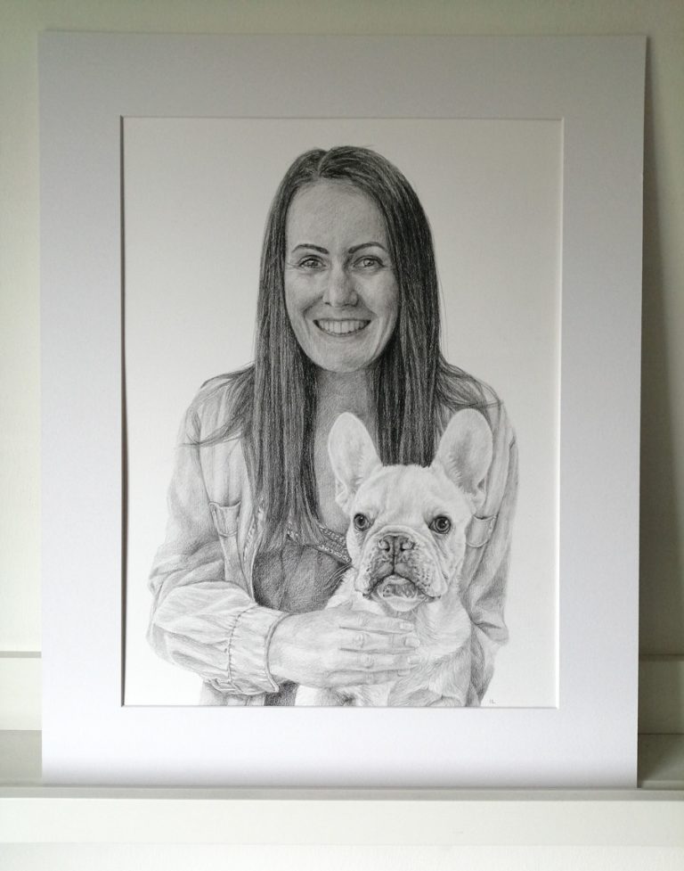 mounted pencil sketch