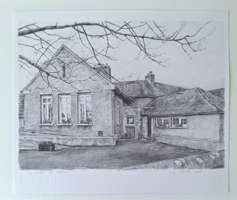 building pencil drawing on fabriano paper