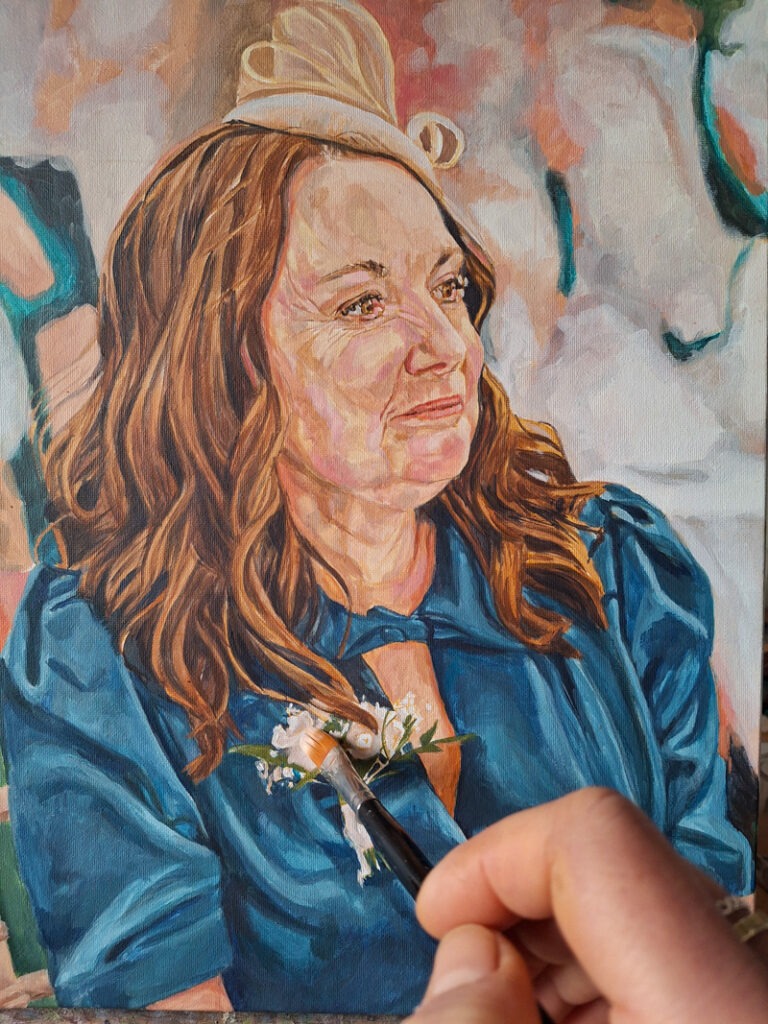 adding background to a woman portrait painting