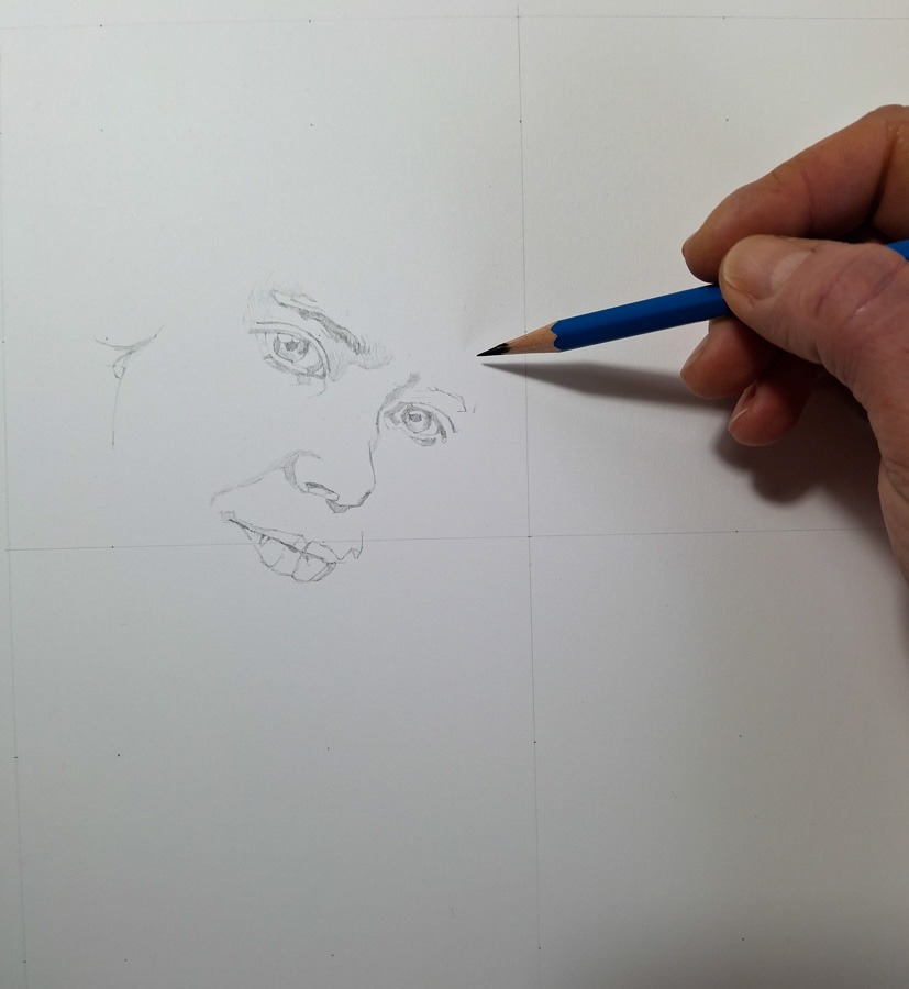 artist sketching girl's face
