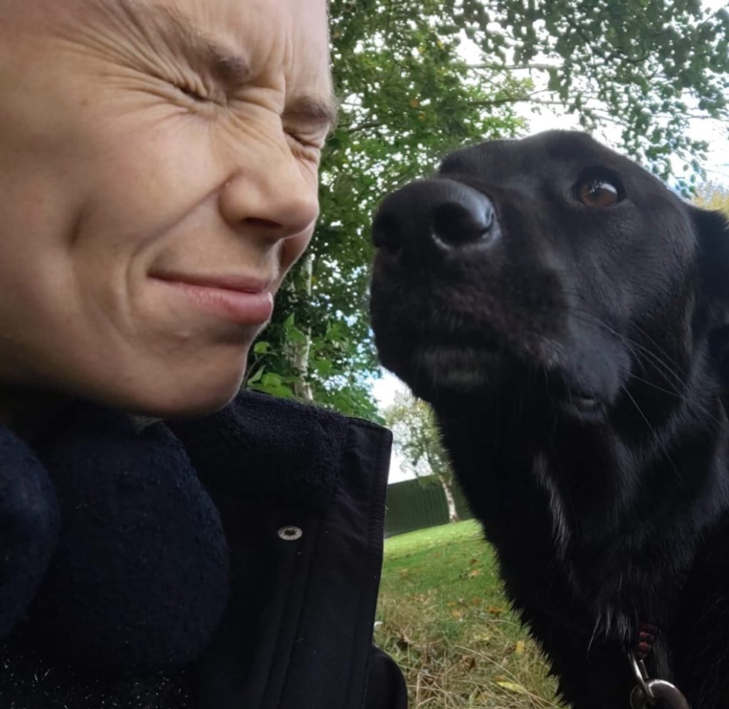 photo of a girl and dog used for reference for a portrait