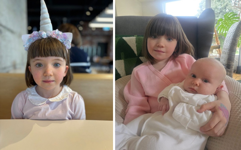 reference images used for a portrait of two sisters