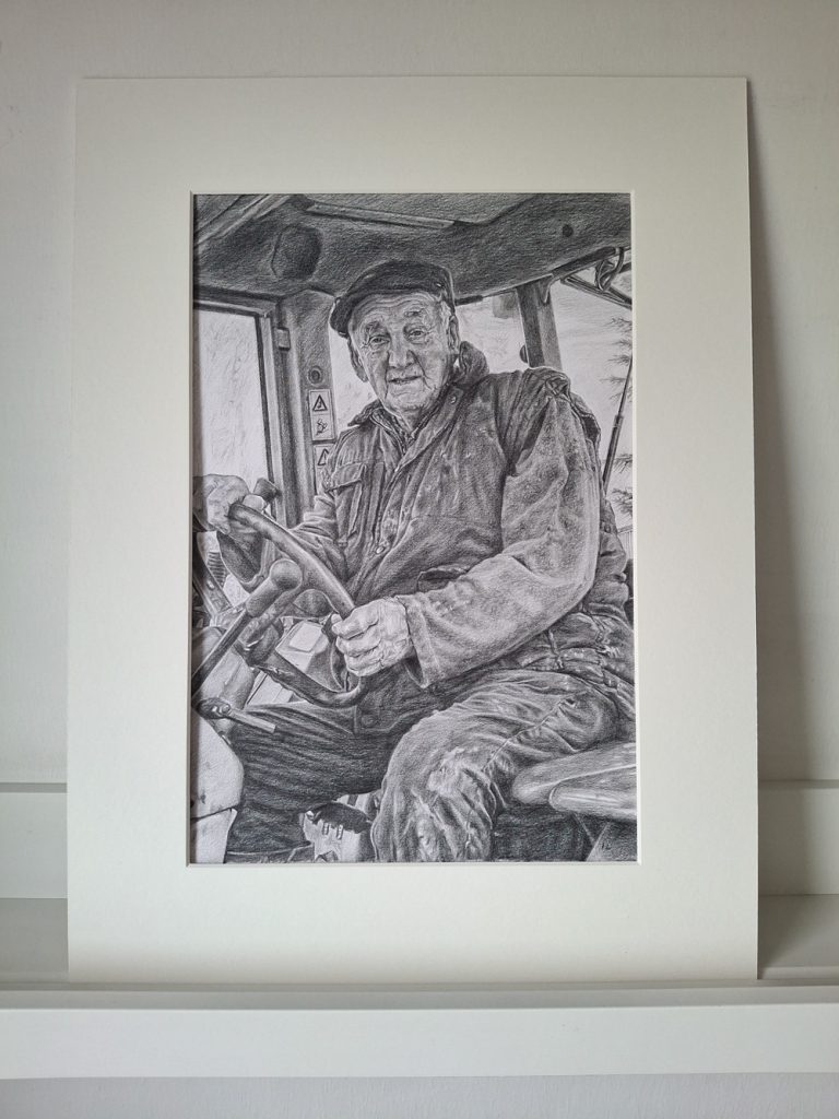 portrait sketch of a smiling man at work