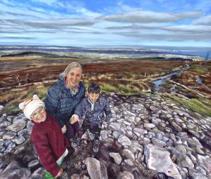 family portrait painting on canvas with ticknock mountain